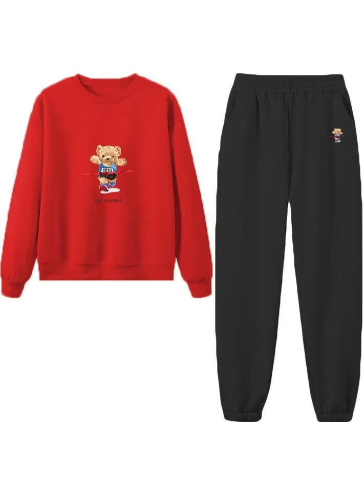DogFish Tracksuit Oversize Thunderbolt Printed Tracksuit,lover,couple Combination Red - Image 1